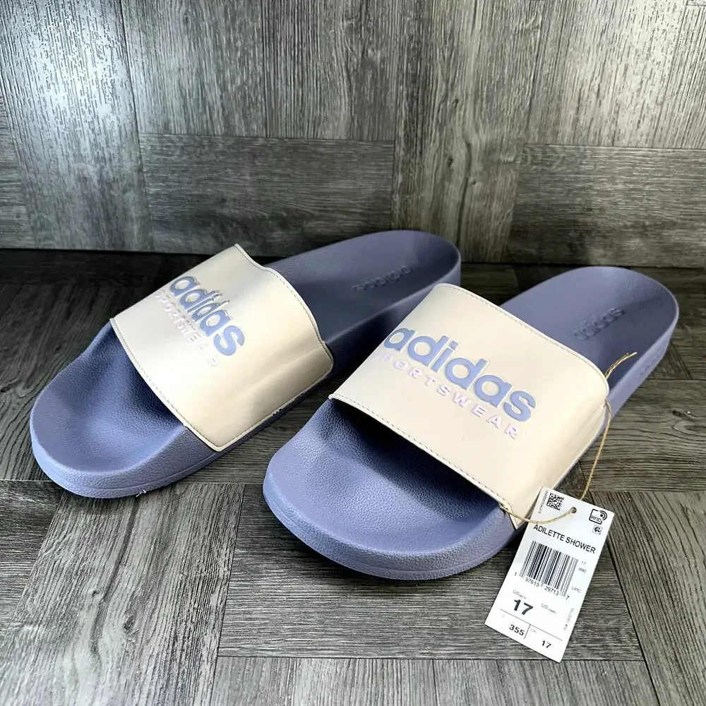 Adidas Adilette Shower Slides Mens 17 Lavender‎ Cloudfoam Sandals NEW GZ5922